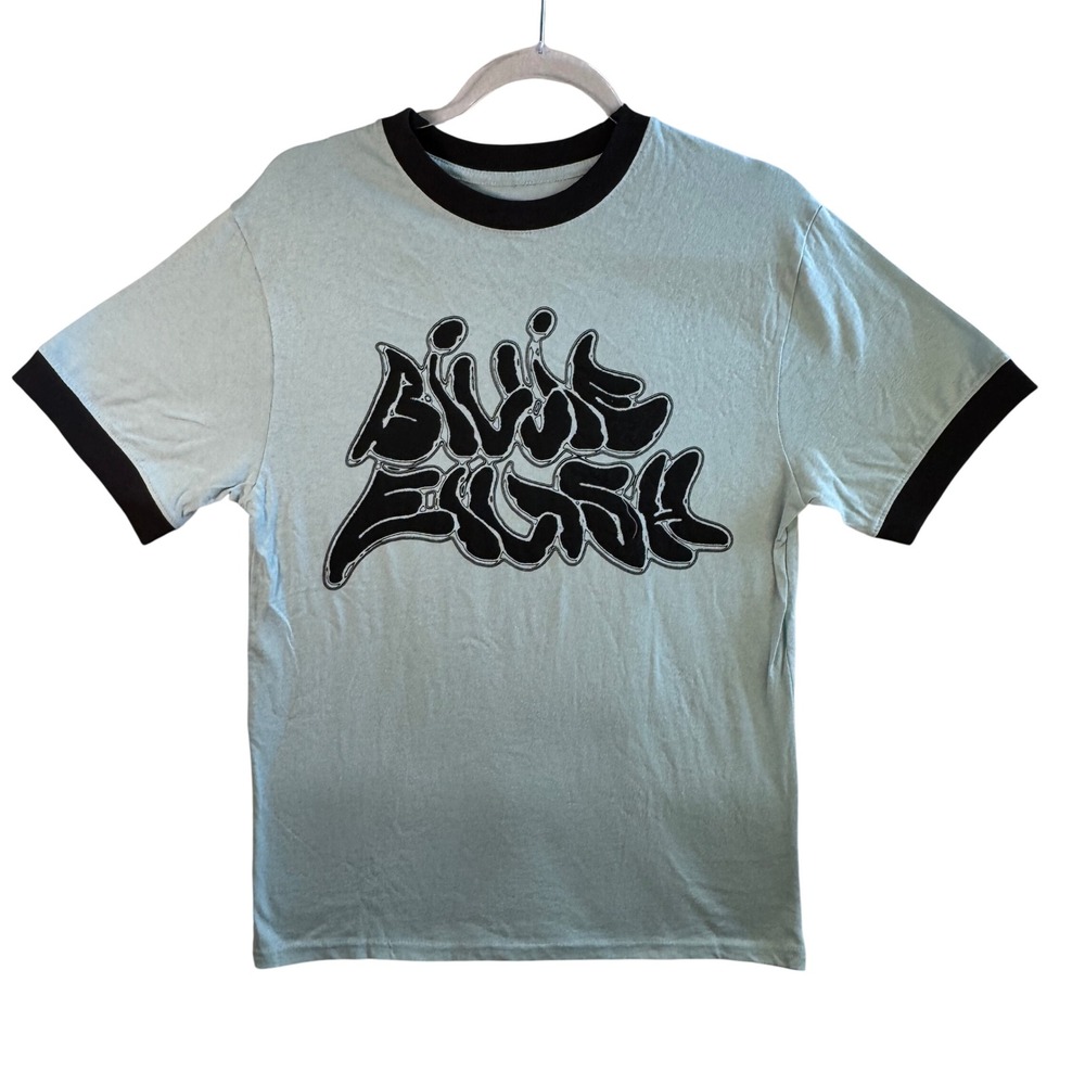 Billie Eilish Ringer T-Shirt Graffiti Logo Cotton Blue Black Small 2023 Merch